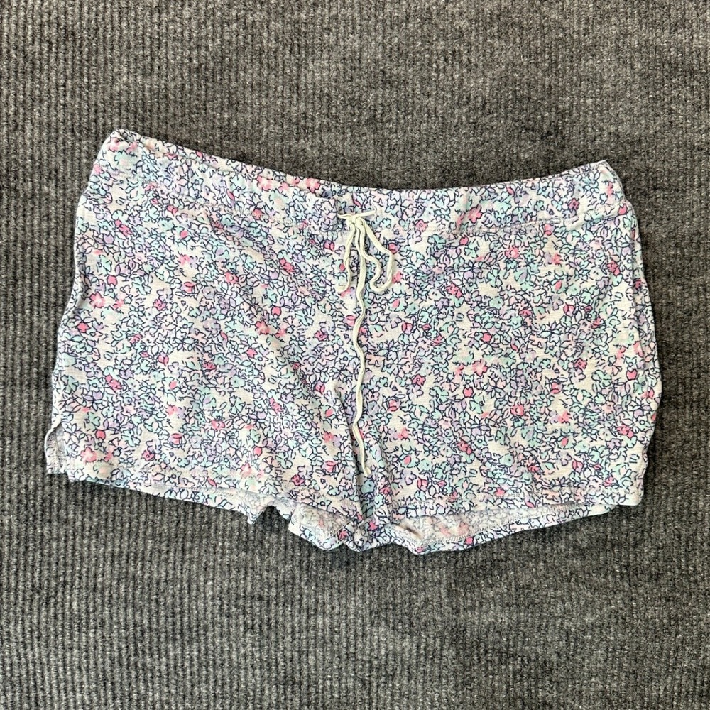 Unbranded Ditsy‎ Floral Pajama Shorts Large Pastel Pink Blue Soft Jersey